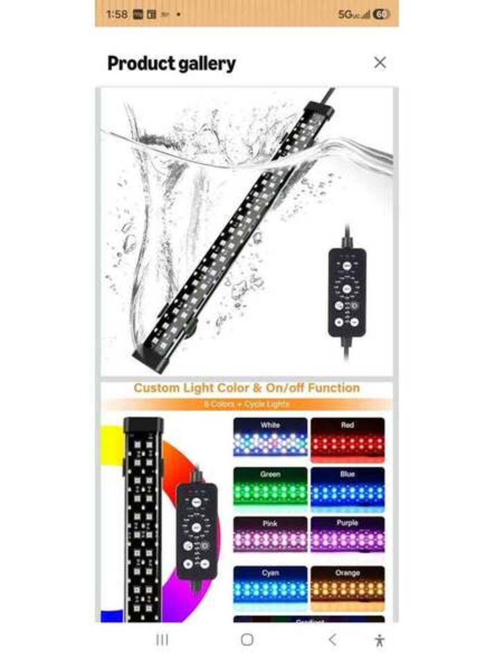 23" Submersible Aquarium LED Light RGB Fish Tank Light 21W 150 LEDs Timer